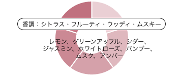 ガラス越しのKISS ディフューザー 香りのピラミッド 香調：シトラス・フルーティ・ウッディ・ムスキー トップノート：レモン、グリーンアップル、シダー ミドルノート：ジャスミン、ホワイトローズ、バンブー ラストノート：ムスク、アンバー