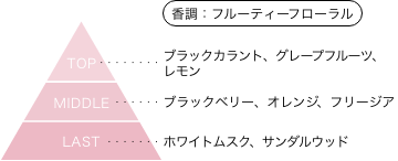TVアニメ『姫様“拷問”の時間です』 マオマオちゃん 香りのピラミッド 香調：フルーティーフローラル トップノート：ブラックカラント、グレープフルーツ、レモン ミドルノート：ブラックベリー、オレンジ、フリージア ラストノート：ホワイトムスク、サンダルウッド