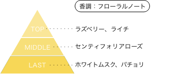 ときめきメモリアル 伊集院レイ 香りのピラミッド 香調：フローラルノート トップノート：ラズベリー、ライチ ミドルノート：センティフォリアローズ ラストノート：ホワイトムスク、パチョリ
