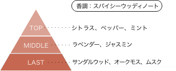 ゾイド -ZOIDS- アーバイン 香りのピラミッド 香調：スパイシーウッディノート トップノート：シトラス、ペッパー、ミント ミドルノート：ラベンダー、ジャスミン ラストノート：サンダルウッド、オークモス、ムスク