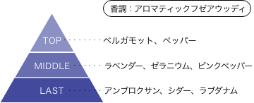 ゾイド -ZOIDS- レイヴン 香りのピラミッド 香調：アロマティックフゼアウッディ トップノート：ベルガモット、ペッパー ミドルノート：ラベンダー、ゼラニウム、ピンクペッパー ラストノート：アンブロクサン、シダー、ラブダナム